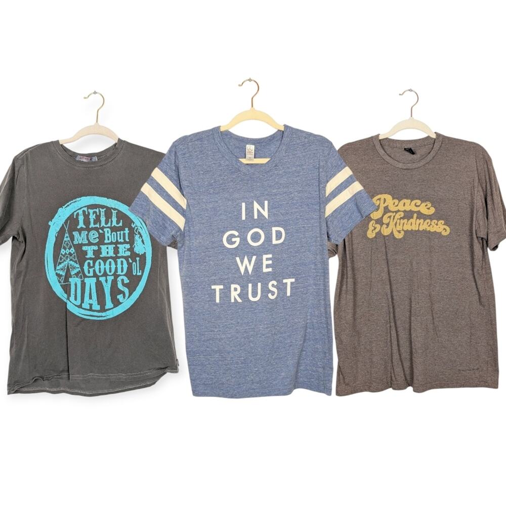 Unbranded Motivational Graphic Scoop Neck T-Shirt Set Size M